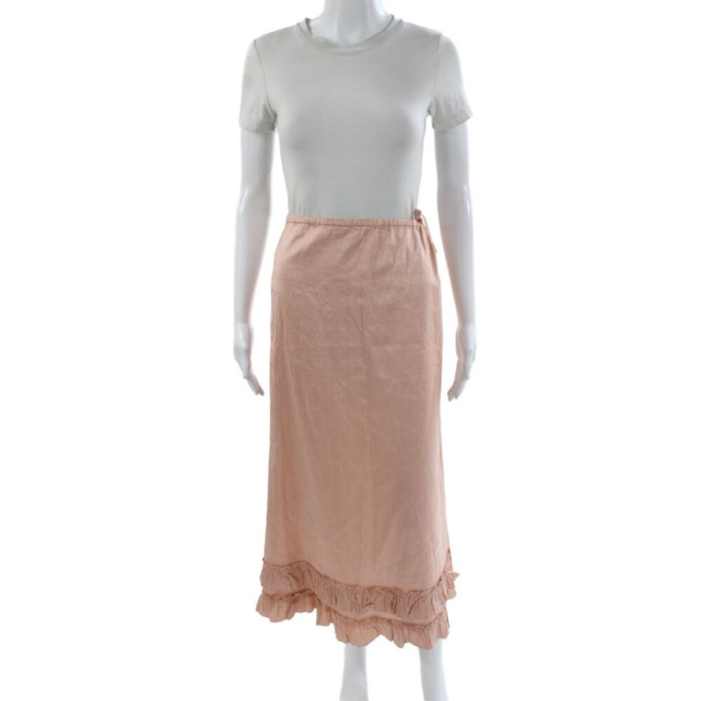 Calypso Christiane Celle Women Maxi Silk Pink Skirt Long Zip Size S